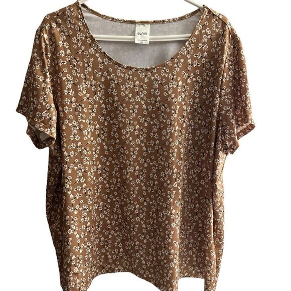 Blair Tan Brown‎ Floral Knit Top Size 2XL - Picture 1 of 9